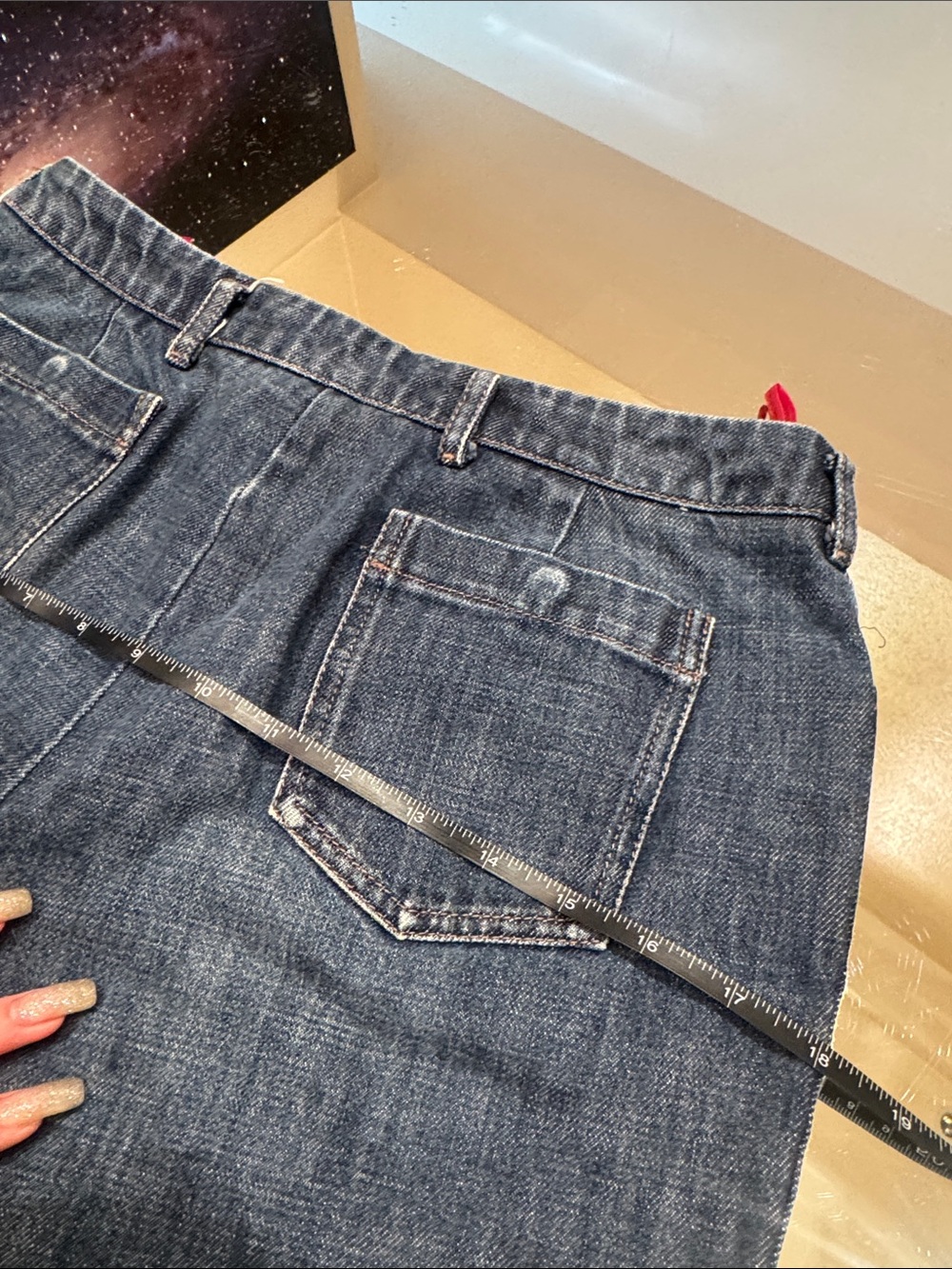 Prada Vintage Bootcut Crop Jeans Dark Wash Denim Made in Italy Size 40 Y2K - Picture 6 of 14